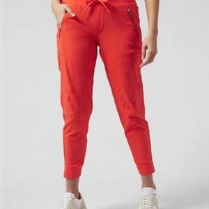 Athleta Trekkie North Jogger Mountain Neon Orange Zip Pocket Size 6